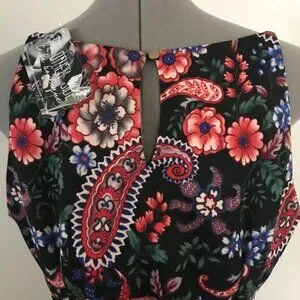 Renee C. | Dresses | Nwt Renee C Sz L Black Paisley Floral Dress A Line  Knee Length Dress Usa | Poshmark